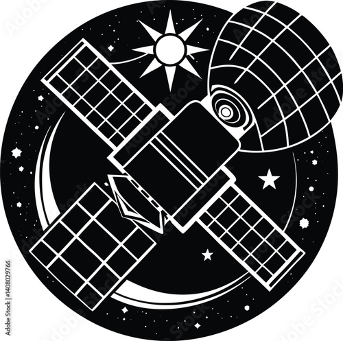 Space Satellite Silhouette Vector | Satellite Design in Space
