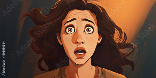 Person with shocked or surprised expression, digital painting..