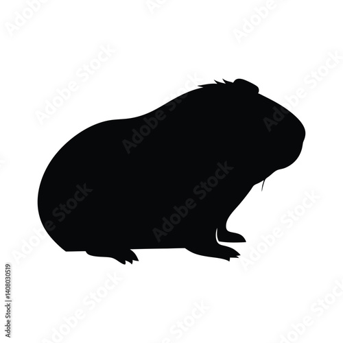 Guinea pig silhouette vector wildlife animal black image