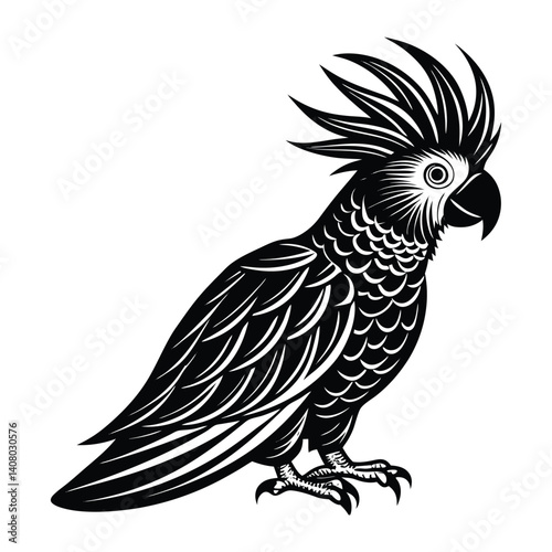 illustration of a realistic the cockatoo parrot.