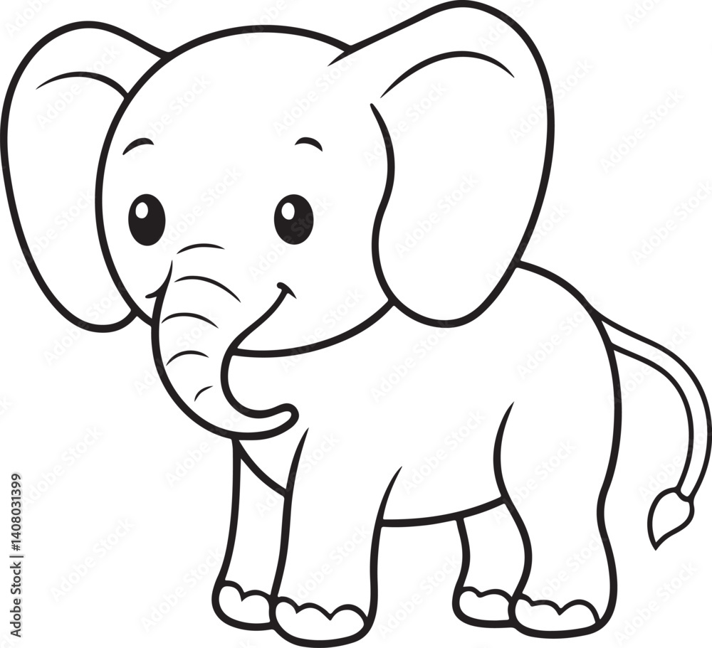 Cute pink baby elephant cartoon character is a happy vector illustration Cute pink baby elephant cartoon character is a happy vector illustration
