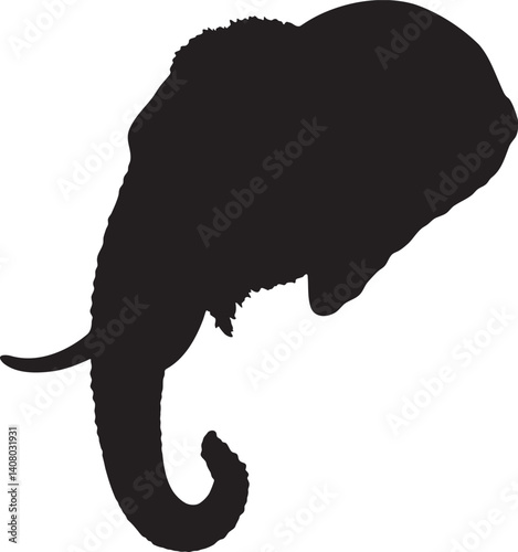 Elephant head silhouette vector profile side view