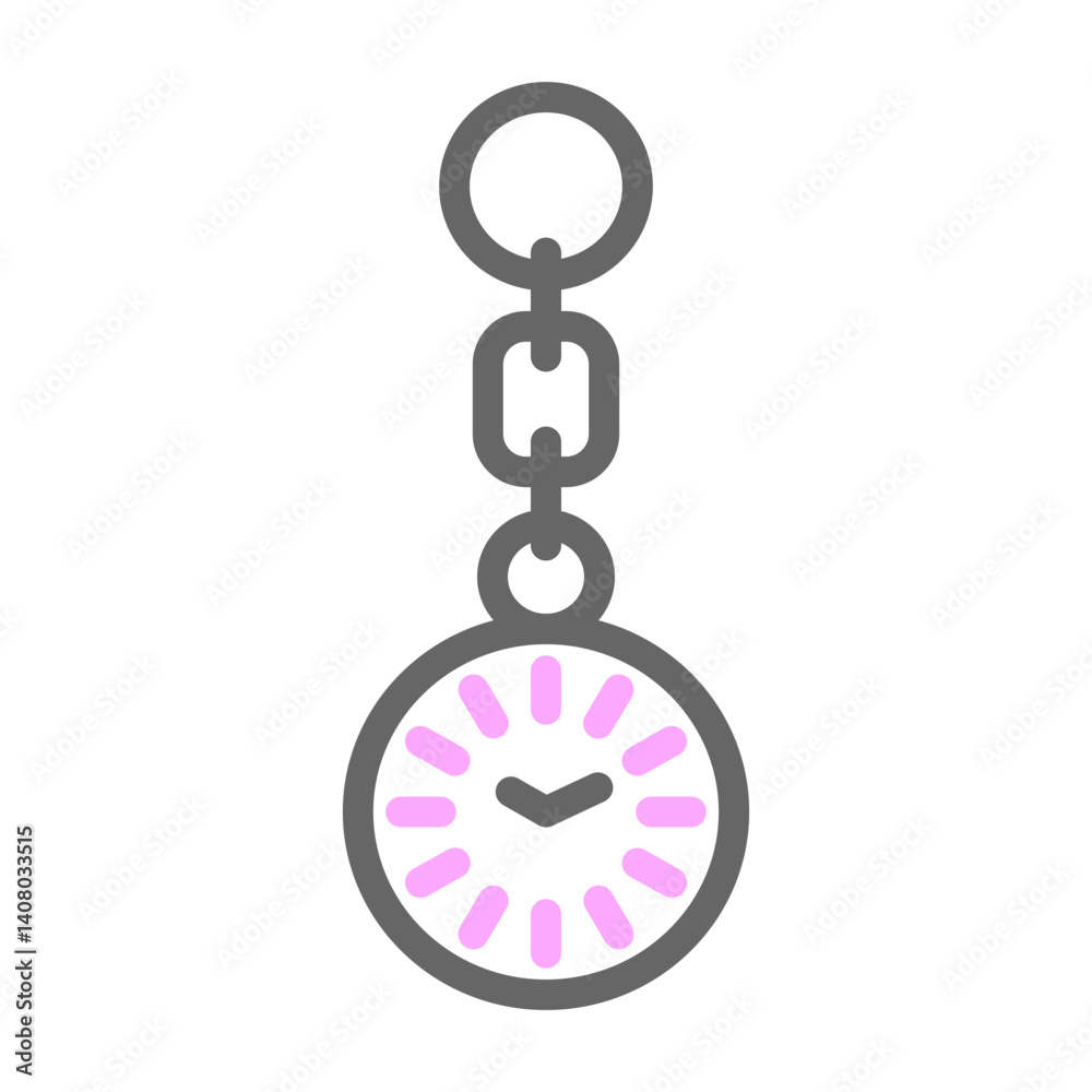 Fototapeta premium Pocket Watch Vector Line Lt Pink Grey Icon Design