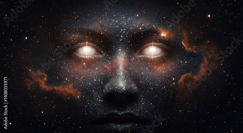 Fototapeta Naklejka Na Ścianę i Meble -  A face made of stars, watching over space 