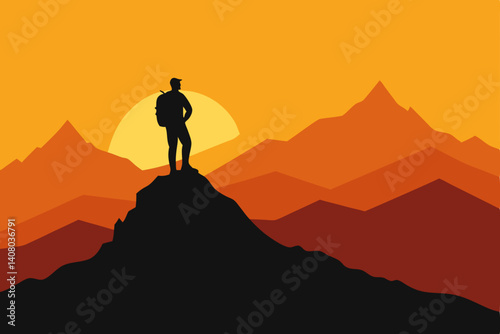 silhouette of a man in the mountains