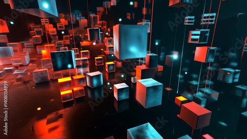 Digitale Würfel in Schwarz Rot und Blau