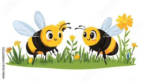 Eastern Bumble Bee Pollinating Queen and Male Bee