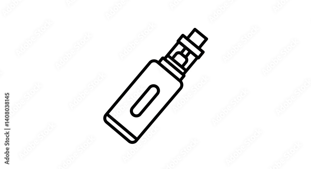 E cigarette Icon Simple Black Line Drawing of Vape Device on White Background E cigarette Icon Simple Black Line Drawing of Vape Device on White Background