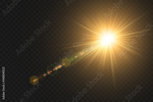 Abstract sun glare flickers brightly, casting translucent glowing halo. Vector glow effect enhances soft shimmering light transitions. Lens flare sparkles subtly, blending naturally with backgrounds.