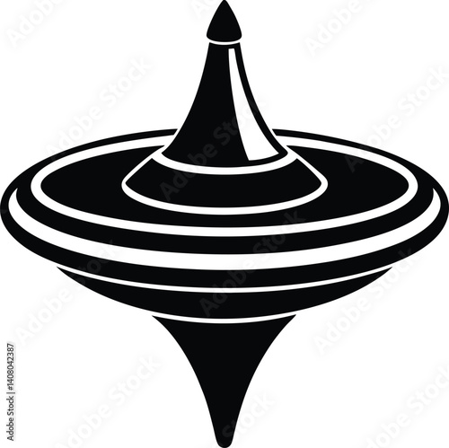 Spinning Top Silhouette Vector | Toy Top Design