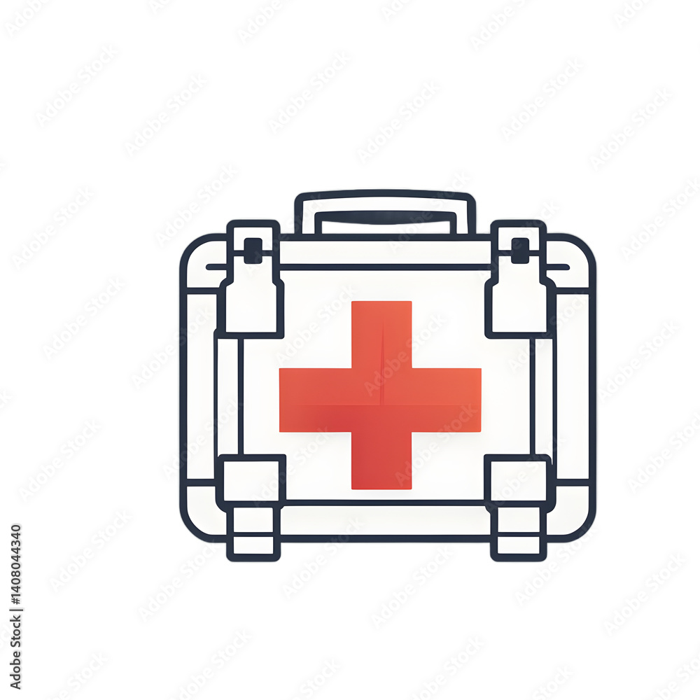 Obraz premium Modern design icon of a medical kit with cross symbolising first aid, isolated on a empty plain background