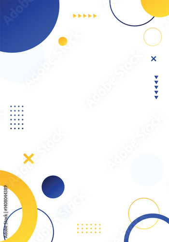 Vertical Abstract Geometric Background with Blue and Yellow Elements