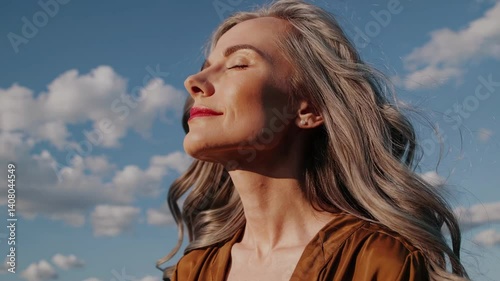 The Woman Enjoying Natural Beauty