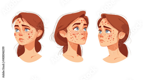 Female Monkeypox Rash Skin Symptom Vector Concept