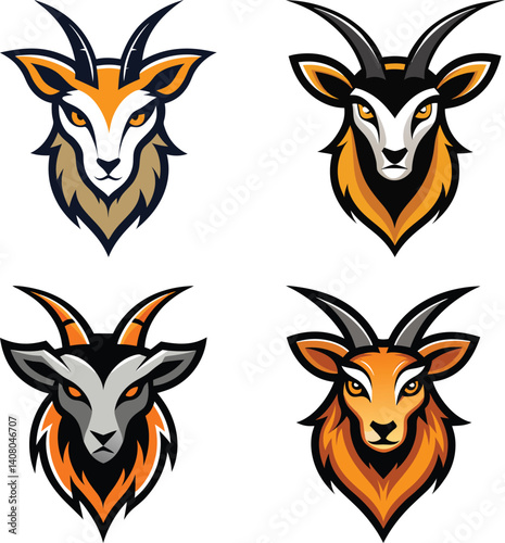 Markhor head mascot logo design vector