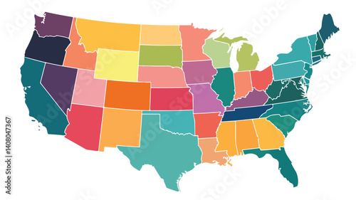 Detailed USA States Outline Map Vector Illustration for Graphic Design Projects