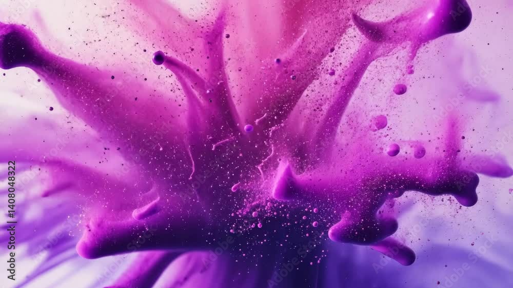 Violette Staubexplosion auf hellem Hintergrund