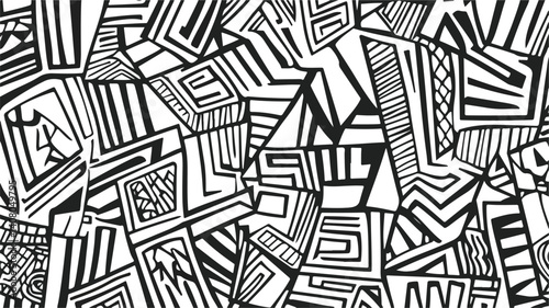 Geometric Doodle Pattern Vector Illustration Iso