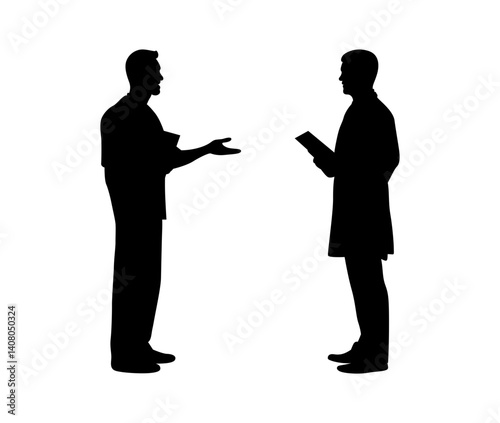 A doctor is standing and advising a patient vector.