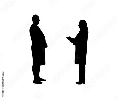 A doctor is standing and advising a patient vector.