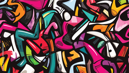 Wallpaper Mural Dynamic Tribal Graffiti Wallpaper Pattern Vector Illustration Torontodigital.ca