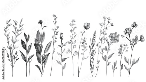 Botanical Plants Pattern Vector Illustration