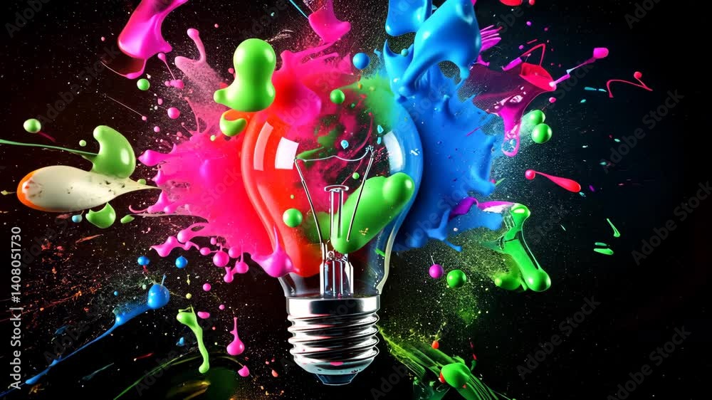 Kreative Explosion aus bunter Glühbirne