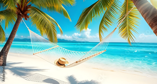 Beachside Hammock Scene for Travel and Freedom Themes