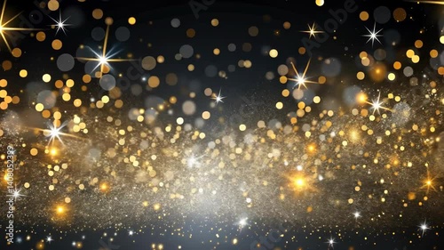 Gold and silver glitter and sparkles on a black background