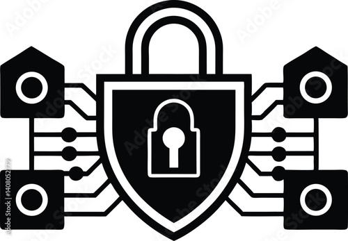 security concept with lock, secure shield security, lock and key,vector illustration of a lock, vector illustration of a padlock, 3d security icon, data security silhouette icon on white background.