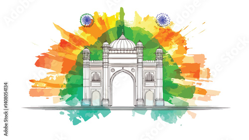 India Gate Illustration on Abstract Background: Unique and Majestic Landmark Design