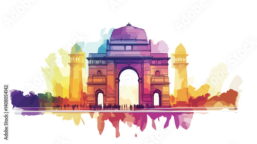 Creative India Gate Typography Illustration with Abstract Design Elements