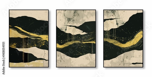 Abstract Triptych Artwork with Bold Colors