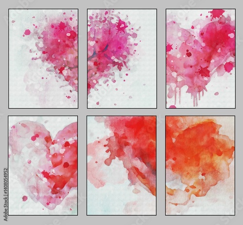 Vibrant watercolor heart illustrations.