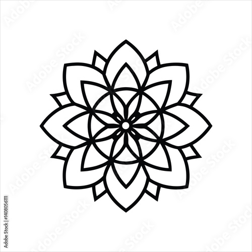  Floral Mandala Line Art Minimalist Black and White Illustration