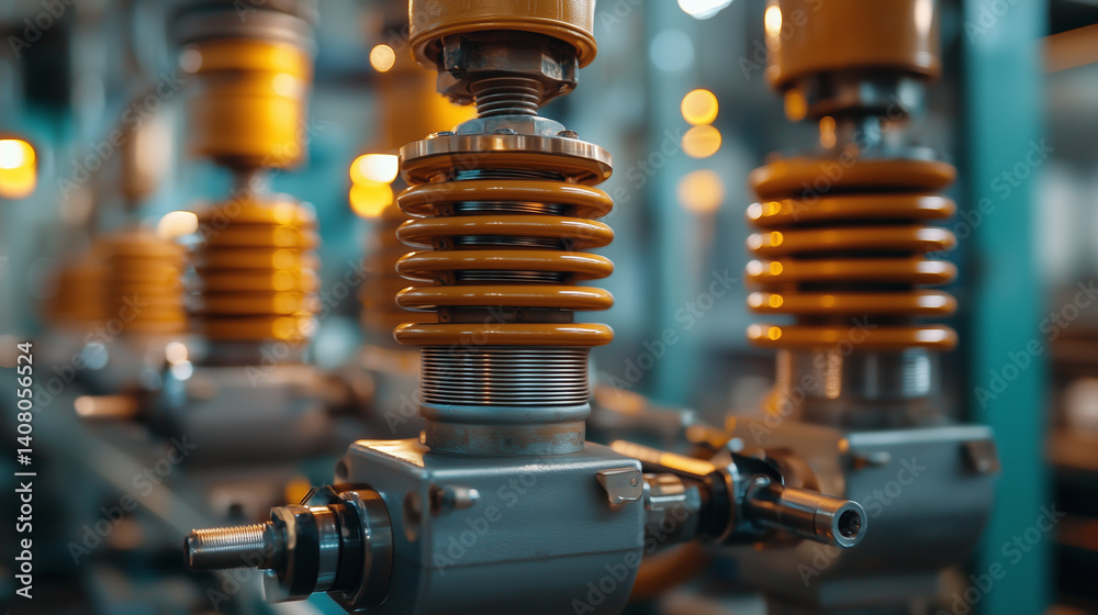Transformer components zoomed in, crisp detail on insulators, energy flow elements visible