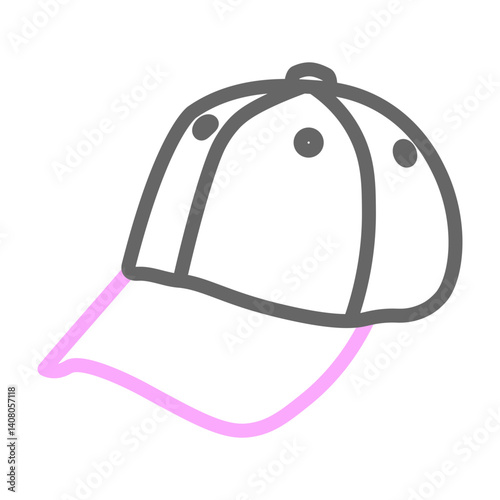 Sports Cap Vector Line Lt Pink Grey Icon Design