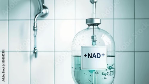 Nad+ intravenous infusion dripping in hospital room