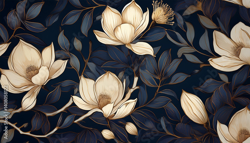 midnight magnolia floral pattern