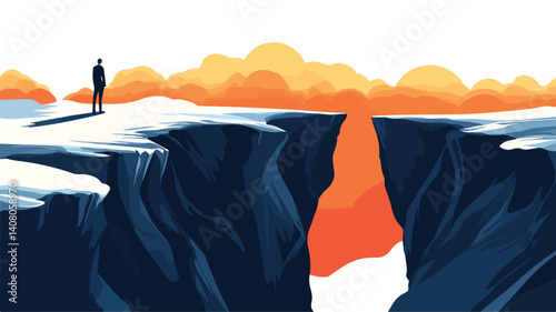 Mesmerizing Abyss Flat Landscape Vector Illustration