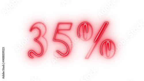  Neon Discount Text Animation. Glowing Neon Percentage. 