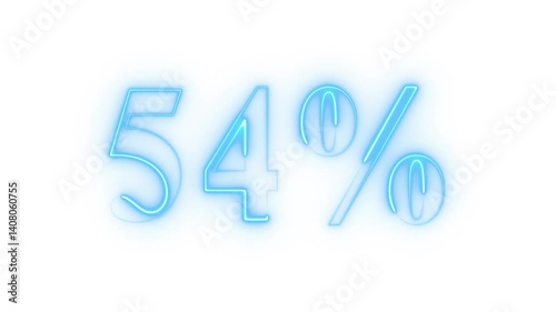  Neon Discount Text Animation. Glowing Neon Percentage. 
