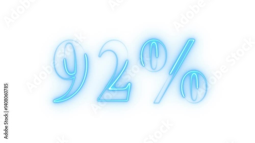  Neon Discount Text Animation. Glowing Neon Percentage. 