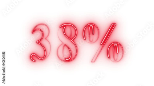  Neon Discount Text Animation. Glowing Neon Percentage. 