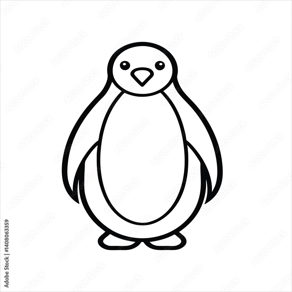 Fototapeta premium Modern Penguin Logo Line Art Vector on White Background
