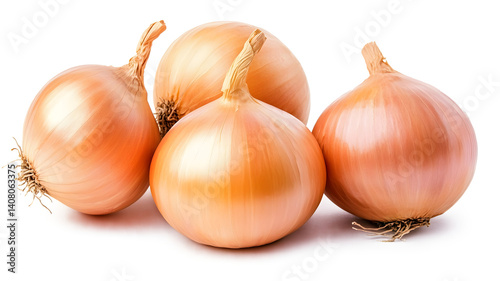 Wallpaper Mural Four large onions are piled on top of each other. The onions are all the same size and color, and they are all facing the same direction. Concept of abundance and freshness Torontodigital.ca