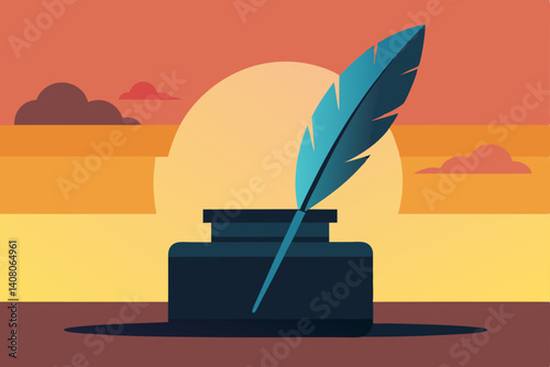 feather pen and inkwell