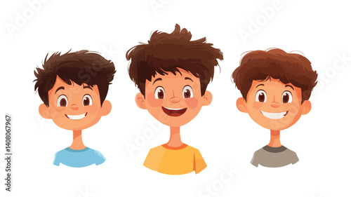 Smiling Boy with Various Hairstyles Portrait