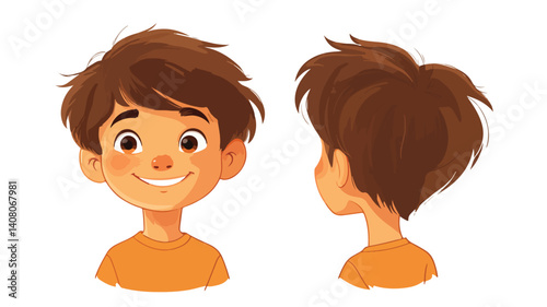Smiling Boy with Various Hairstyles Portrait