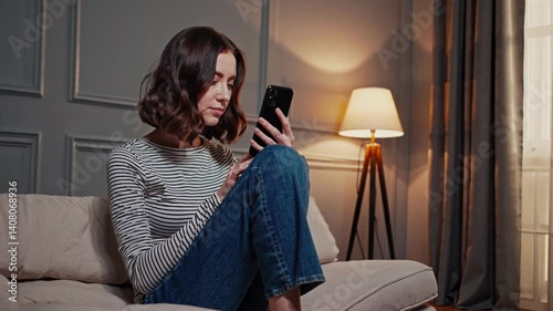 The Woman with Smartphone Indoor